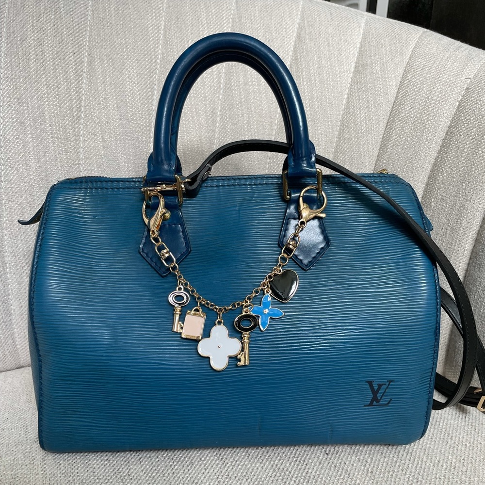 Louis Vuitton Blue Epi Speedy 25 Bag